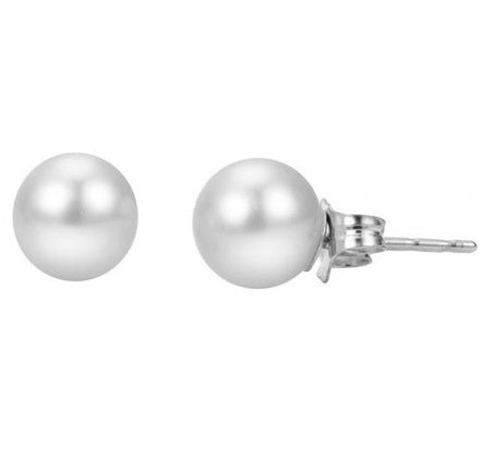 14k White Gold 6mm Japanese Culture Pearl Stud Earring
