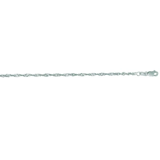 14k White Gold 2.1mm 3.5 Grams Singapore Chain 20 Inch Long