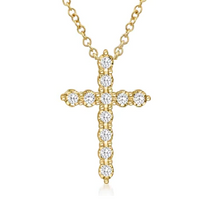 Load image into Gallery viewer, 14k Gold 1.21Ct Diamond Cross Pendant, available in White and Yellow Gold
