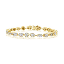 Load image into Gallery viewer, 14k Gold 4.48Ct Diamond Multi Shaped Cluster Bracelet with 289 Diamonds, available in White, Rose and Yellow Gold
