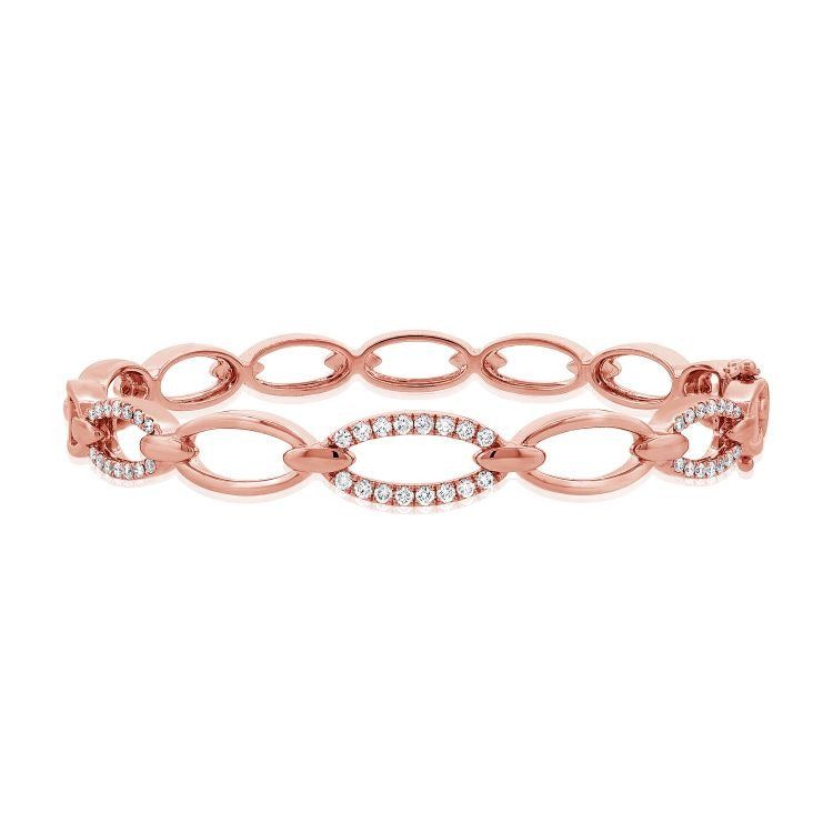 14k Gold 0.61Ct Diamond Bangle Bracelet with 44 Diamonds, available in White, Rose and Yellow Gold