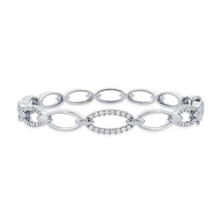 14k Gold 0.61Ct Diamond Bangle Bracelet with 44 Diamonds, available in White, Rose and Yellow Gold