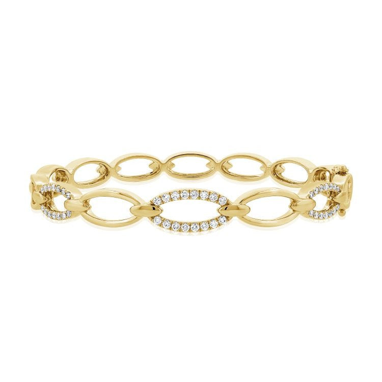 14k Gold 0.61Ct Diamond Bangle Bracelet with 44 Diamonds, available in White, Rose and Yellow Gold