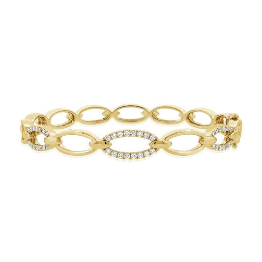14k Gold 0.61Ct Diamond Bangle Bracelet with 44 Diamonds, available in White, Rose and Yellow Gold