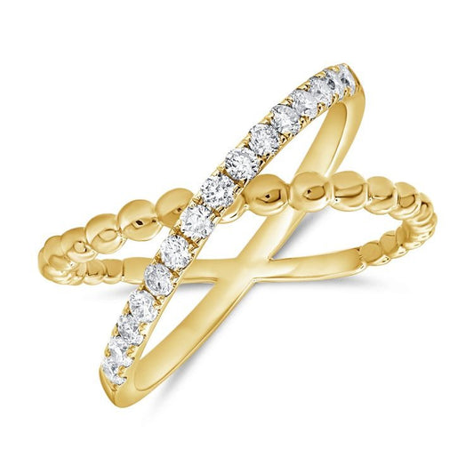 14k Yellow Gold 0.43Ct Natural Diamond Ring with 15 Diamonds Size 6.0