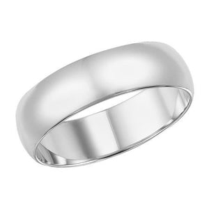 14k White Gold 6mm Wide Low Dome Band, Size 11.0