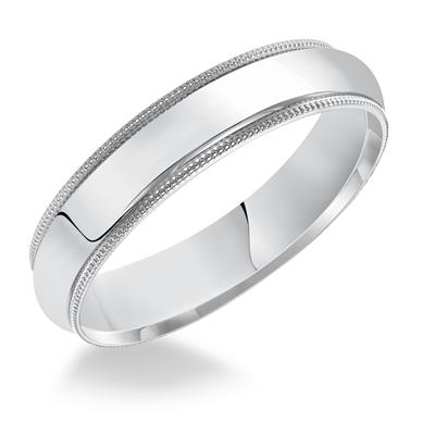 Platinum 4mm Milgrain Border Plain Band, size 10.0