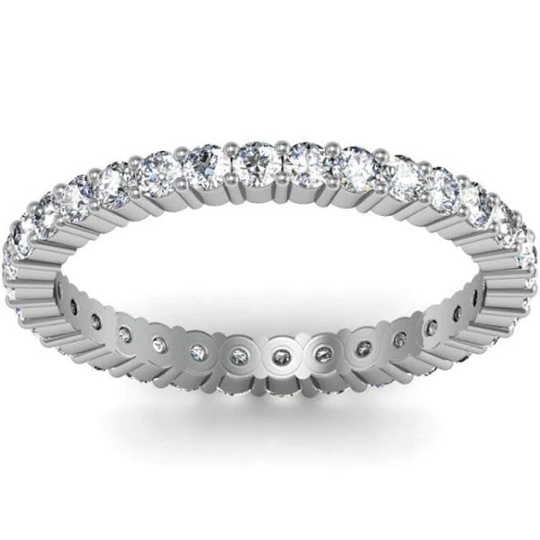 14k White Gold 1.24Ct Diamond Eternity Band, Size 5.0