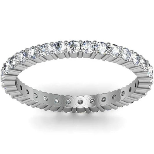 14k White Gold 1.24Ct Diamond Eternity Band, Size 5.0