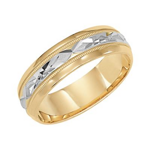14k Two Tone Carved Band, size 10