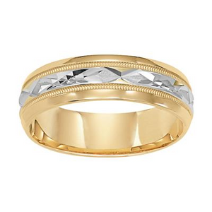14k Two Tone Carved Band, size 10