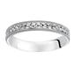 14k White Gold Carved Design Band with Milgrain Border