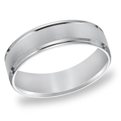 14k White Gold brushed finish with beveled edge size 10