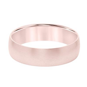 14k Rose Gold 6mm Width Comfort Fit Band with Brushed Finish and Flat Edge, Size 10.0