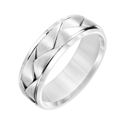 14k White Gold 7mm Woven Band, size 10