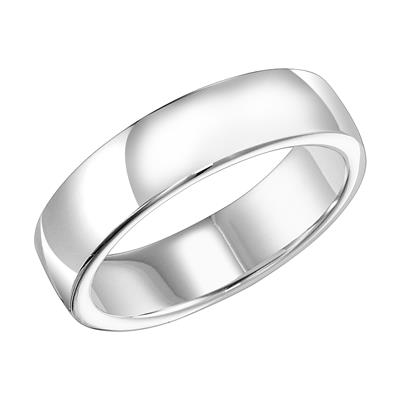 14k White Gold 6mm wide Plain Band, Size 10.0