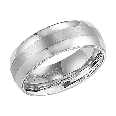 Tungsten Carbide Satin finish center polished sides, size 10