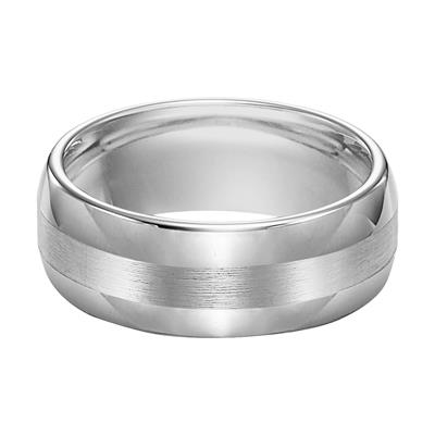 Tungsten Carbide Satin finish center polished sides, size 10