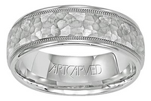 Load image into Gallery viewer, 14k White Gold 6mm wide Hammered finish with Milgrain and Polished border, size 10
