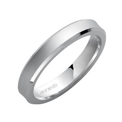 14k White Gold Satin Finish bezel edge Band, size 10