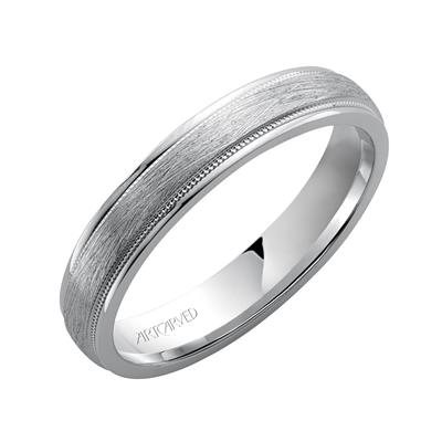 14k White Gold Wire Finish Polished border Band, size 10