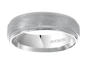 14k White Gold Wire Finish with Milgrain and polished edge, size 10