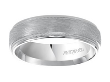Load image into Gallery viewer, 14k White Gold Wire Finish Polished border Band, size 10
