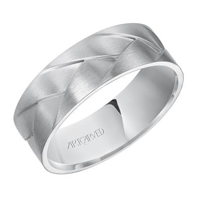 14k White Gold 7mm Wide, Woven Band size 10