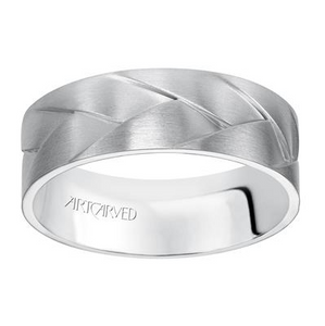 14k White Gold 7mm Wide, Woven Band size 10