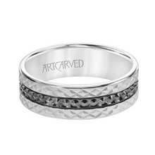 Load image into Gallery viewer, 14K White Gold Criss Cross Band with Black Rhodium Center, size 10
