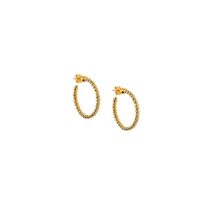 Officina Bernardi Sterling Silver Beaded Gold over Hoop 25 cm round Earring
