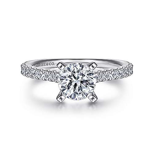 Gabriel 14k White Gold Engagement Ring, Ctr 0.97, VS2, E, GIA, Side 0.35