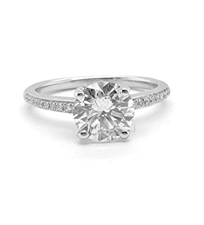 14k White Gold Ctr 1.20 VS1 H GIA, Mounting 0.11 Ct with Hidden Halo Diamond Ring