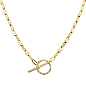 14k Yellow Gold 0.13Ct Diamond Toggle Necklace