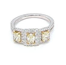 Load image into Gallery viewer, 18K Two Tone Diamond Cluster Ring, 0.74 Ct Fancy Yellow, 0.50 Ct White Diamonds
