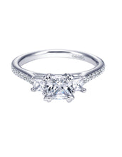 Load image into Gallery viewer, Gabriel 14k White Gold Princess Engagement Ring, Ctr 0.96, SI2, H, GIA, Side 0.30
