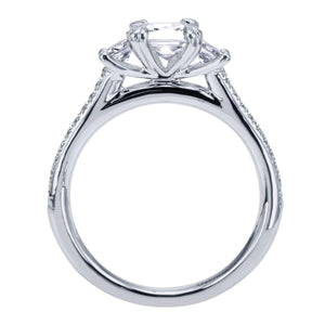 Gabriel 14k White Gold Princess Engagement Ring, Ctr 0.96, SI2, H, GIA, Side 0.30