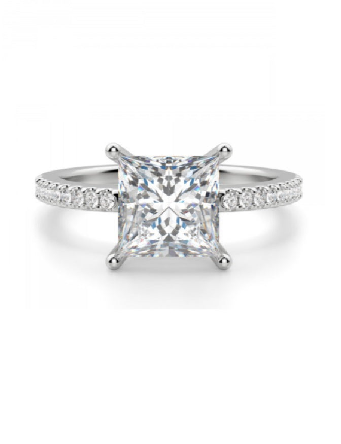 14k White Gold Ctr 1.10 SI2 F GIA, Mounting 0.15 Ct Diamond with Hidden Halo Ring