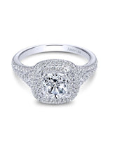 Load image into Gallery viewer, Gabriel 18K White Gold Semi Mount 0.42 Ct Diamond, with Cubic Zirconia Center
