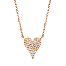Load image into Gallery viewer, 14k Gold Diamond Pave Heart Necklace. Available in 4 Diamond Weights in White, Rose or Yellow
