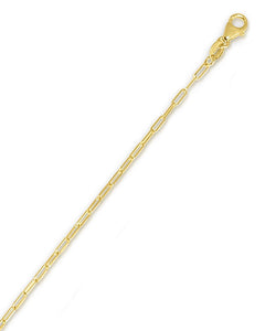 14K Gold 3.3mm Paperclip Chain with Lobster Lock, Available in Yellow