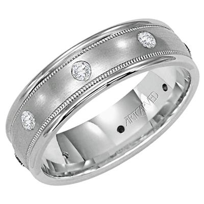14k White Gold bezel set Diamond Band