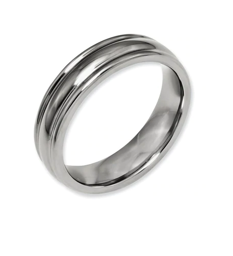 Gents Titanium grooved Wedding Band