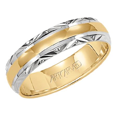 14k Two Tone Diamond Cut edges with Yellow center Band, size 10