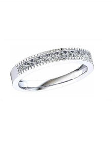 14k Gold 0.25 Ct Diamond Milgrain Band, Available in White and Yellow Gold