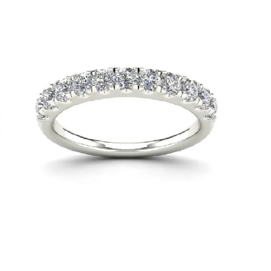 14k White Gold 1.00 Ct Diamond Band, Eleven Diamonds