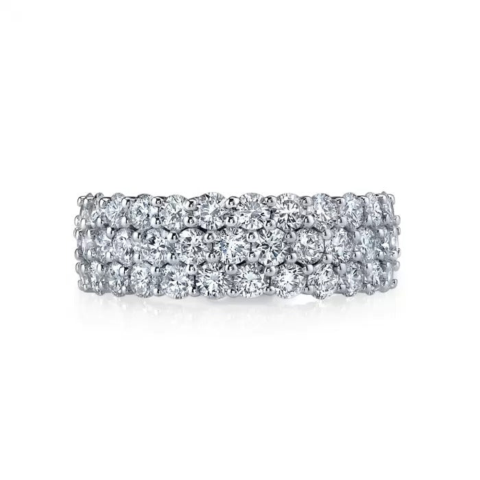 18k White Gold 2.02 Ct Three Row Diamond Eternity Band