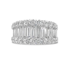 14k White Gold Band, 0.84 Ct Baguette, 0.98 Ct Round Diamonds