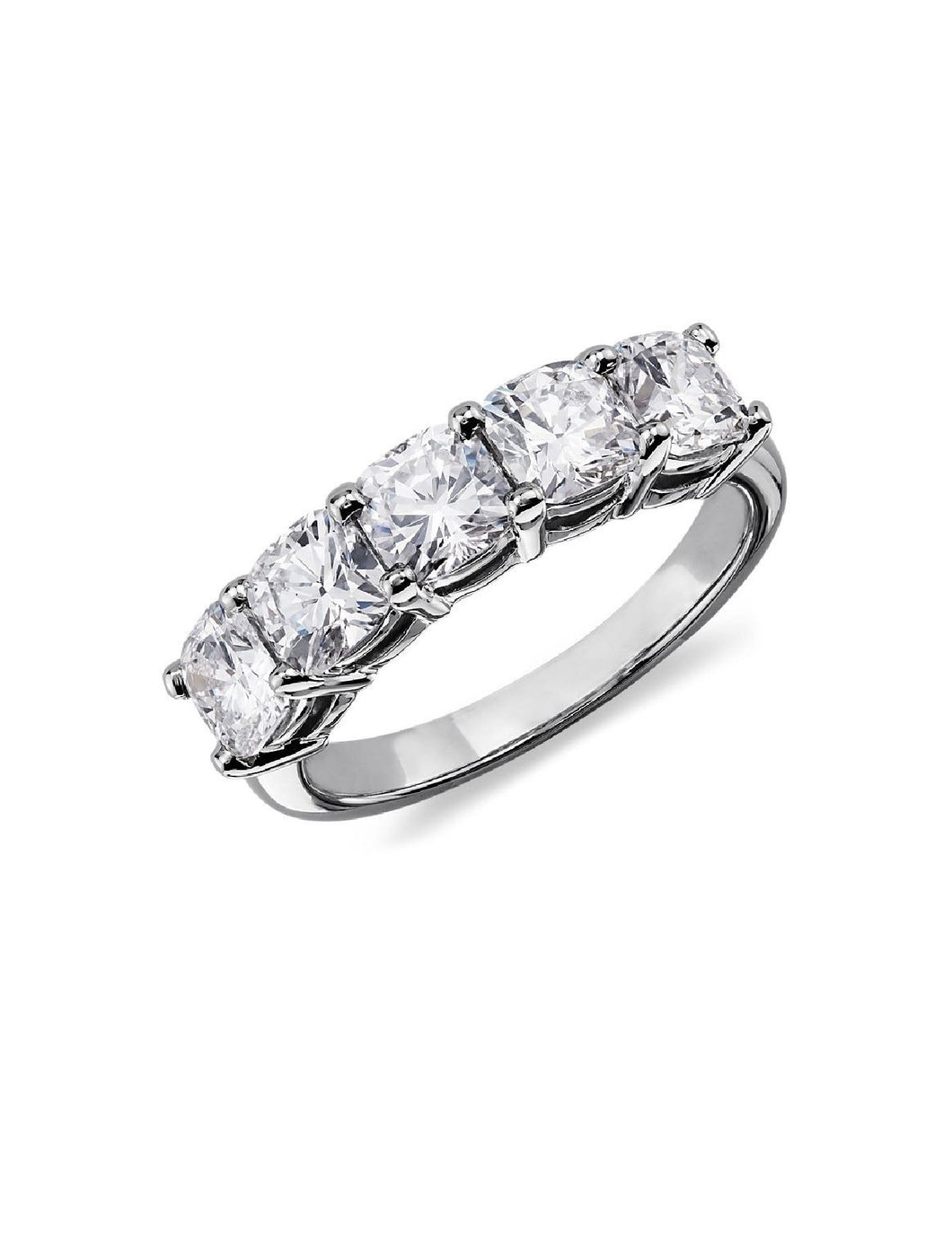 14k White Gold 3.00 Ct Lab Grown Cushion Cut Diamond Band