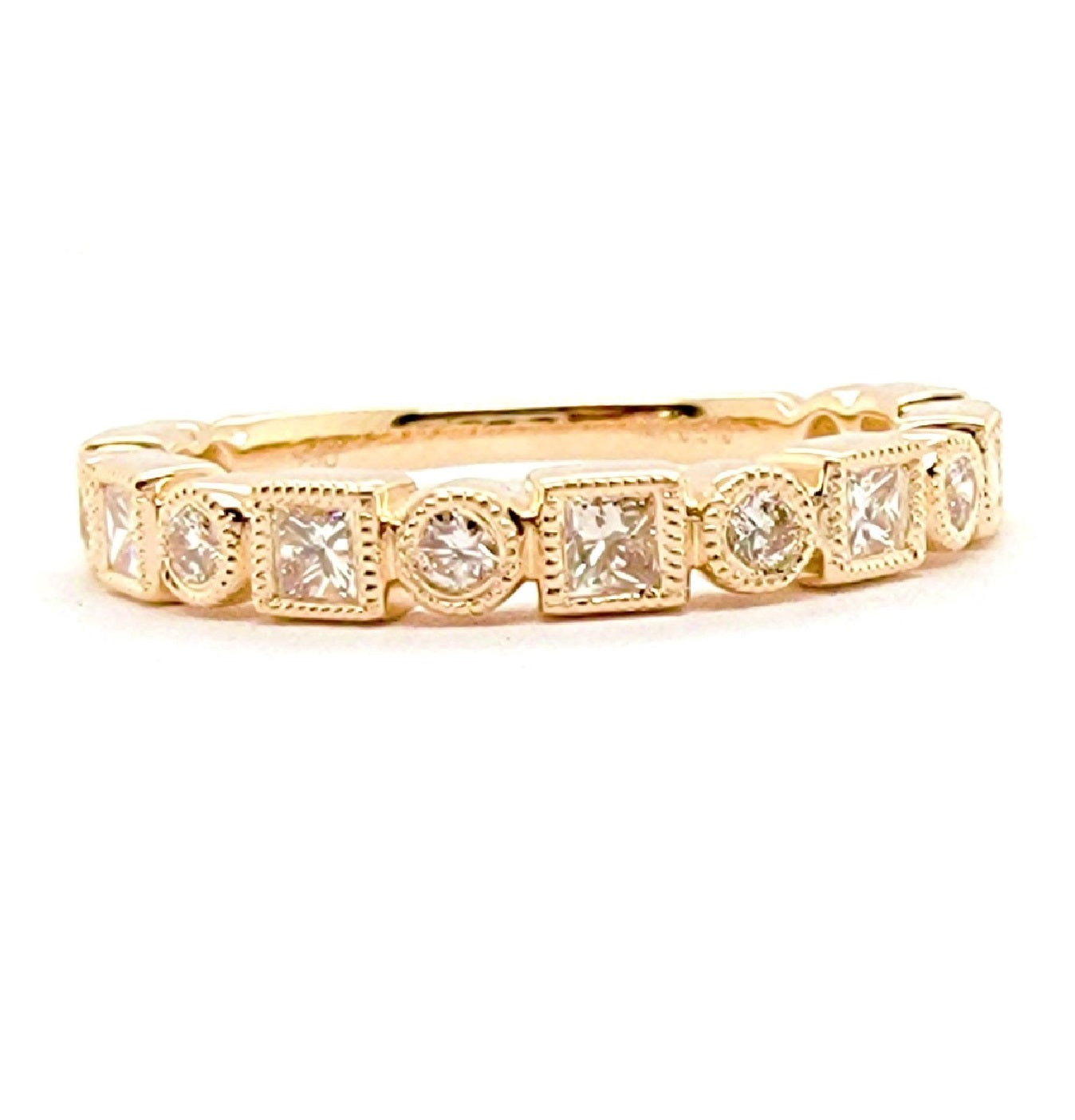 14k Yellow Gold 0.33 Ct Princess, 0.18 Ct Round Diamond Band